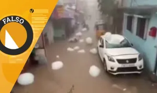 Vídeo que mostra granizo "tamanho de uma melancia" na Índia é verdadeiro?