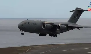 Um dos maiores aviões militares de carga aterrou hoje no Aeroporto da Madeira