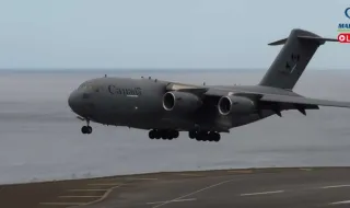 Um dos maiores aviões militares de carga aterrou hoje no Aeroporto da Madeira
