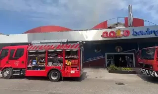 Incêndio deflagra no Bowling de Leiria e mobiliza dezenas de operacionais