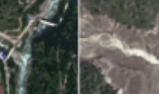 Imagens de satélite mostram o antes e depois da enxurrada no Nepal