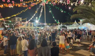 Festa e arraial no centro da cidade do Porto Santo